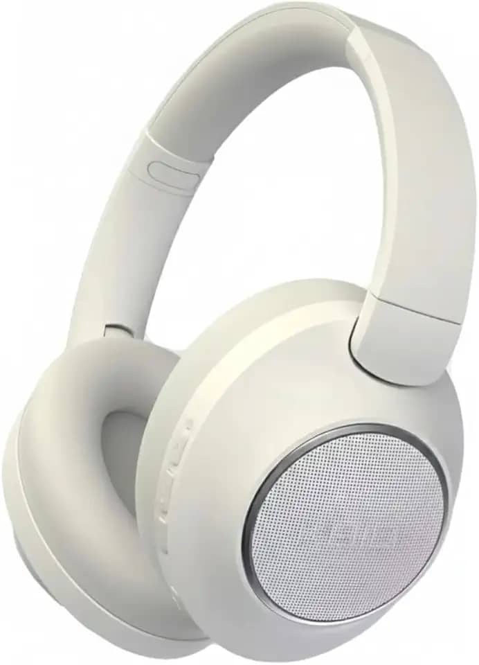 Headset Bluetooth 4 Em 1 Fone De Ouvido Sem Fio Com Microfone Vira Caixa De Som Rádio FM Até 40 Horas De Bateria Branco