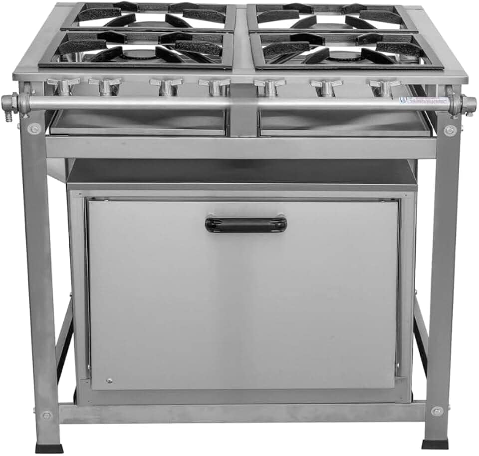 Fogão Industrial 4 Bocas 30x30 P5 em Aço Inox com Forno