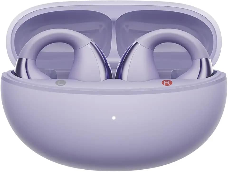 Fones de Ouvido Abertos QCY Crossky C30, Fones Bluetooth 5.4 com Clipe, Conforto Leve, Ajuste Estável, 25 Horas de Reprodução (Roxo)