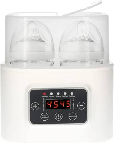 Aquecedor de mamadeiras 5 em 1 aquecedor digital de comida para bebês com cronômetro e visor digital Esterilizador a vapor de garrafa dupla para descongelamento aquecedor portátil para leite materno