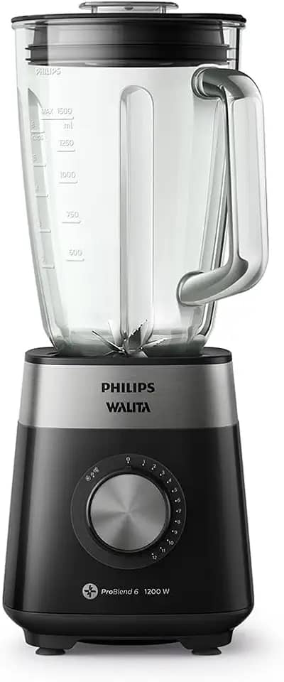Philips Walita Preto Liquidificador Série 5000, Jarra Vidro, Copo de 2 L, Copo de 2 L, Lâminas removíveis, 1200W, 220V (RI2242/92)