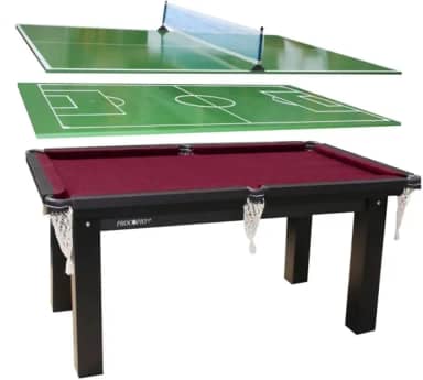 Mesa Sinuca Bilhar, Futebol Botão,Ping Pong 1.85 x 1.07 T Vinho
