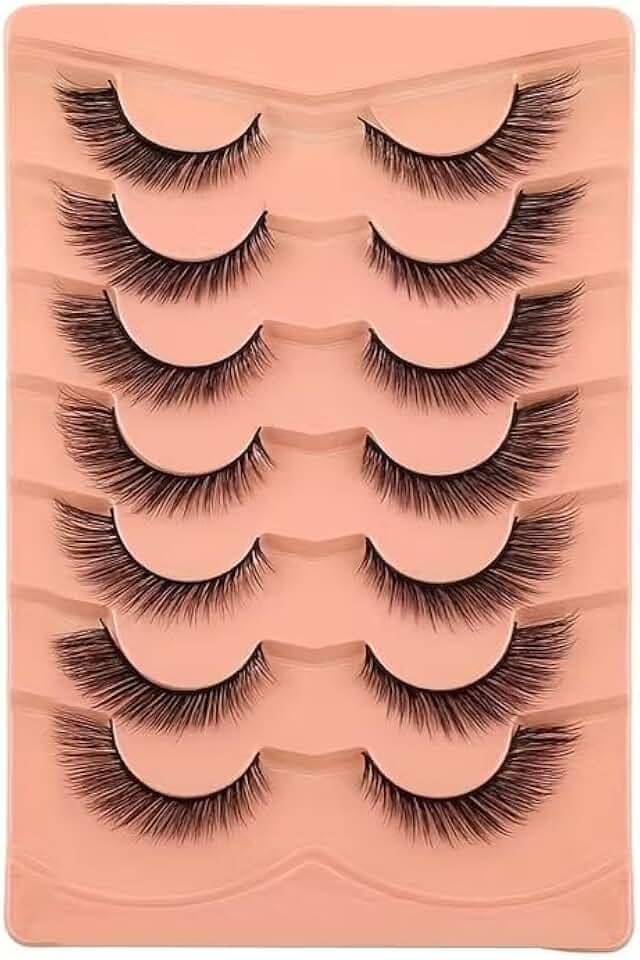 7 pares de cílios postiços 3D de pelúcia Fox Eye - luxuoso, grosso, fofo, leve, adequado para iniciantes, vários estilos, reutilizável