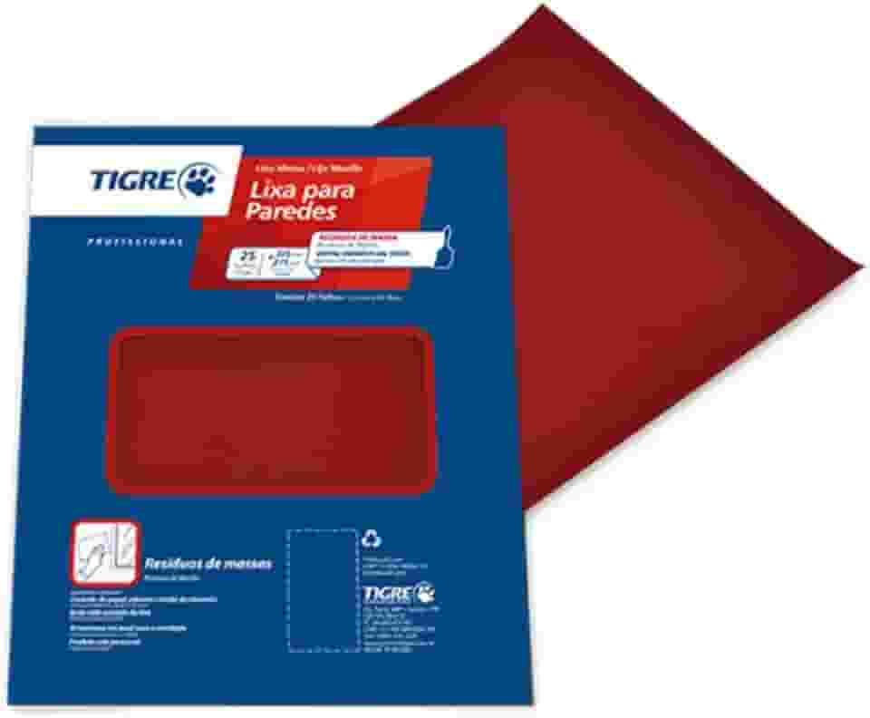 Folha Lixa Massa Grão, Tigre 60800060, Vermelha, 60