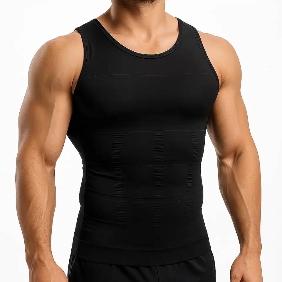 Cinta Masculina Modeladora Regata Slim com Compressão e Suporte Abdominal - Tamanho XL