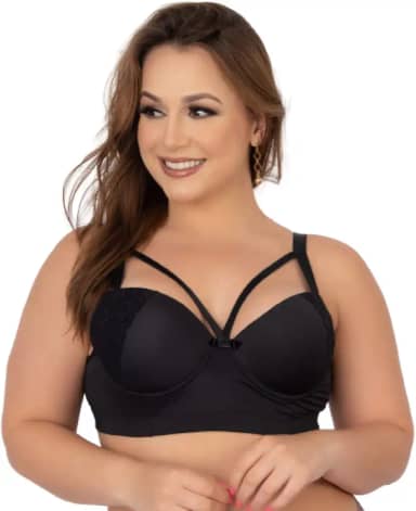 Soutien Strappy Reforçado Plus Size Sutiã Lingerie Renda Bojo Tamanho Especial