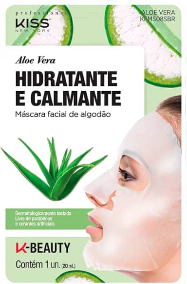 Kiss NY Professional Máscara Facial de Algodão - Aloe Vera, Kiss New York Professional