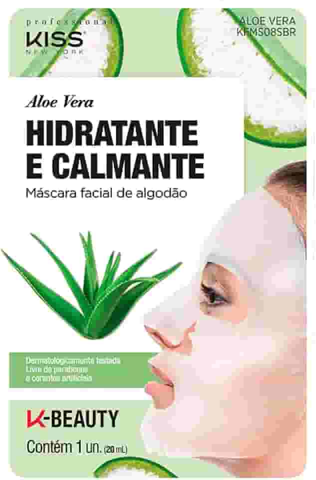 Kiss NY Professional Máscara Facial de Algodão - Aloe Vera, Kiss New York Professional