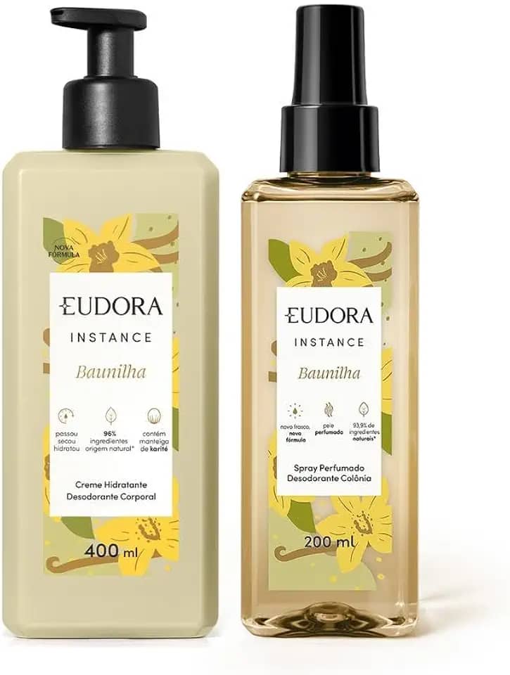 Combo Instance Baunilha: Spray Perfumado Desodorante Colônia 200ml + Creme Hidratante Desodorante Corporal 400ml