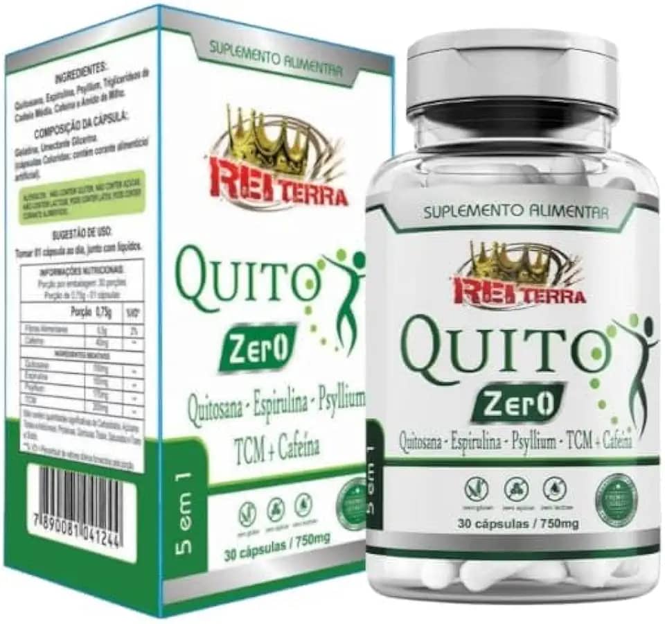 Quitosana - espirulina - psyllium TCM + Cafeina. 30 capsula de 750mg
