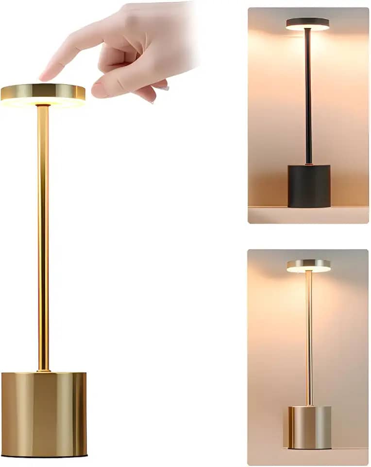 Luminária de Mesa LED Recarregável Abajur Moderno com Toque Dimerizável Sem Fio USB Iluminação Decorativa para Quarto, Sala e Escritório Com 3 Temperaturas de Tons Luz Noturna