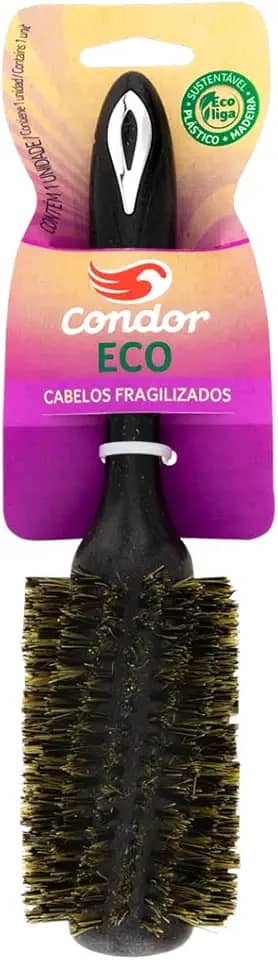 Condor, Escova de Cabelo, Eco, Alisa e Modela, Feita de Ecoliga, Cabelos Fragilizados, Grande, Preta