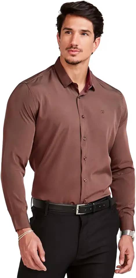 Camisa Social Masculina Manga Longa Slim