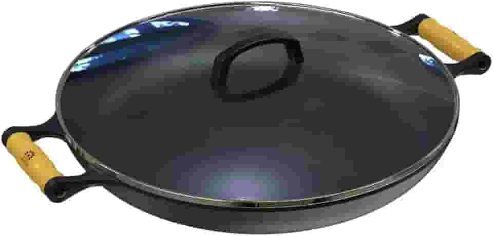 Frigideira Paella de Ferro Fundido Alça Madeira TV 40cm