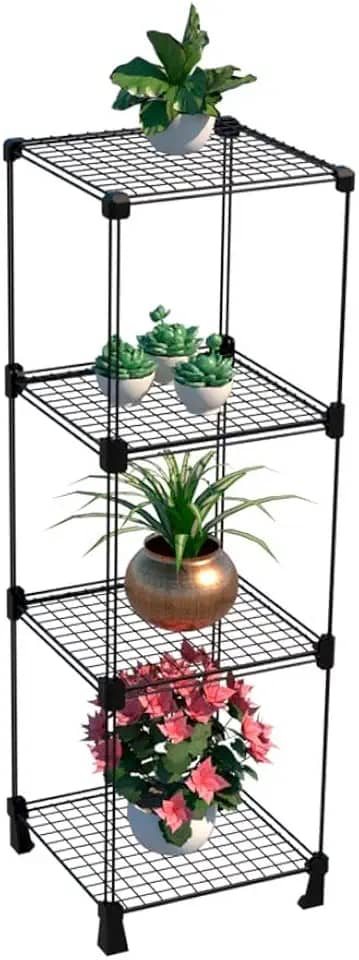 Estante para Plantas Vasos Jardim Vertical 3 Nichos 95cm Horta Suporte de Plantas Decoração Prateleira de Aço (Preto)