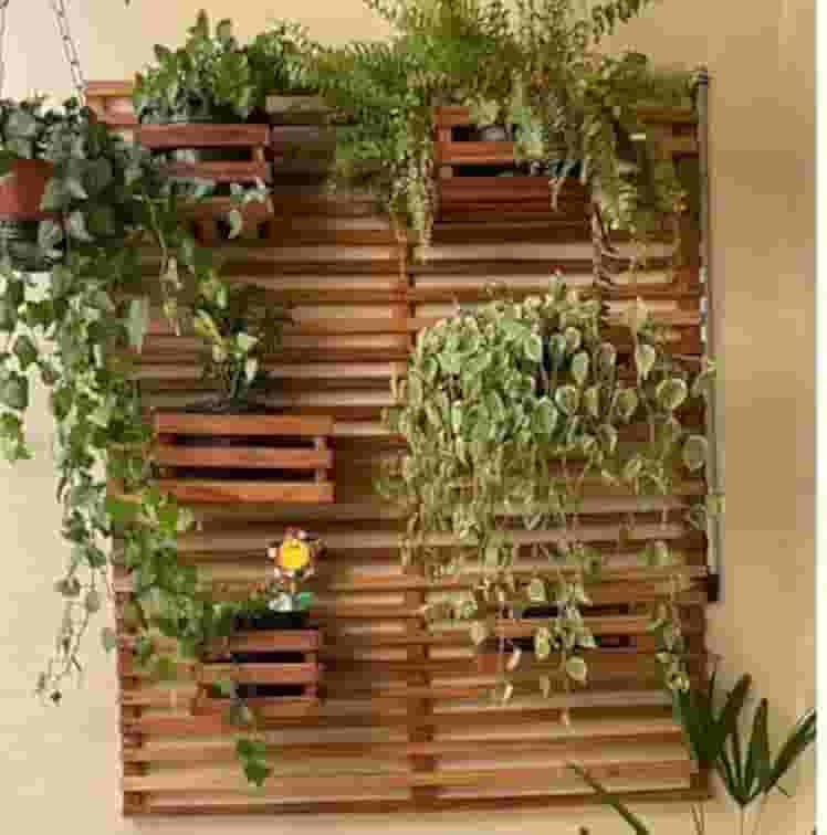 Jardim Vertical Madeira 60x90 Modular 1 Unid Horta Treliça