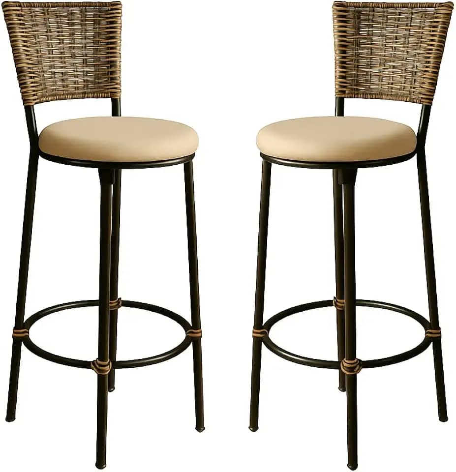 KIT 2 Banquetas Alta Desmontaveis Junco Capuccino Cozinha Bancada Balcão Área de Churrasco Moderna (BEGE)