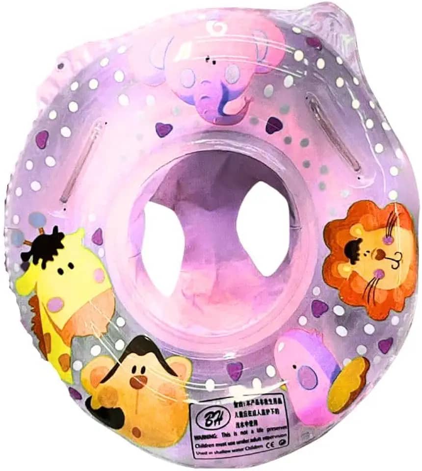 Boia de Piscina Infantil Redonda c/Fralda de Apoio - Tema Bichinhos Divertidos para Bebês a Partir de 6 Meses - Segurança sempre com Supervisão e Conforto na Água
