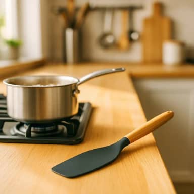 Espatula Pao Duro Silicone Cabo de Madeira Cinza Vista Home