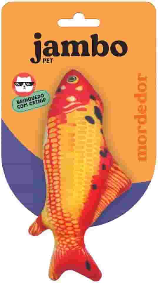 JAMBO PET | Brinquedo Para Gatos Pelucia Peixe Carpa | Com Catnip |Leve E Divertido | Resistente Reduz Ociosidade E Estresse | Laranja | Poliéster