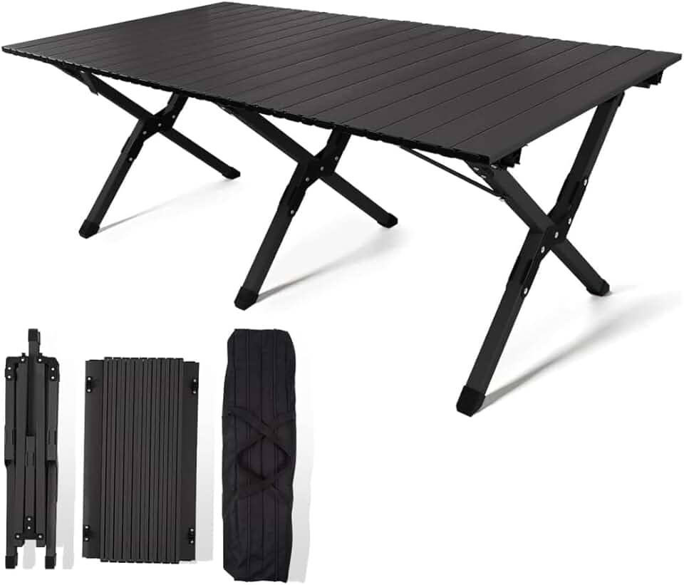 Mesa Dobrável 120cm Resistente Para Camping Garden Life Acampamentos Churrascos Piqueniques Caminhadas Pesca (Preto)
