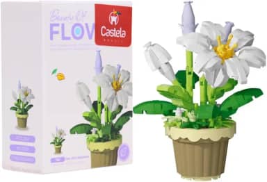 Blocos De Montar Flores No Vaso Rosa 260 Peças - Castela