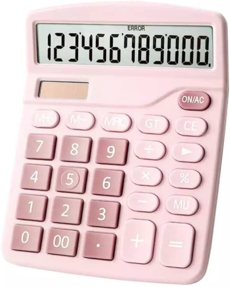 Calculadora de Mesa Rosa Visor Grande 12 Dígitos Solar E Pilha Dexin-837b