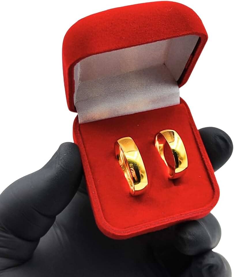 Par de Alianças de Casamento Banhada a Ouro 18k Noivado Premium 6mm Lisas Extra Luxo Original