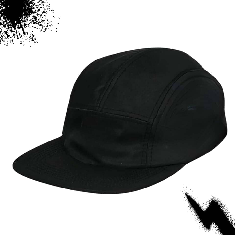 Boné Five Panel Aba Reta Strapback Sport Microfibra Preto