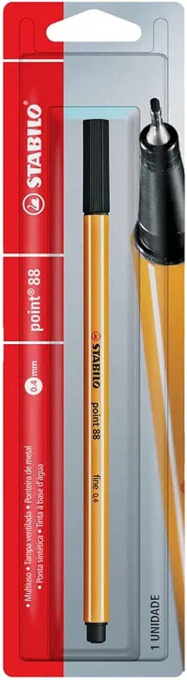 Caneta Ponta Fina – STABILO point 88 – Pacote com 1 unidades – Preto