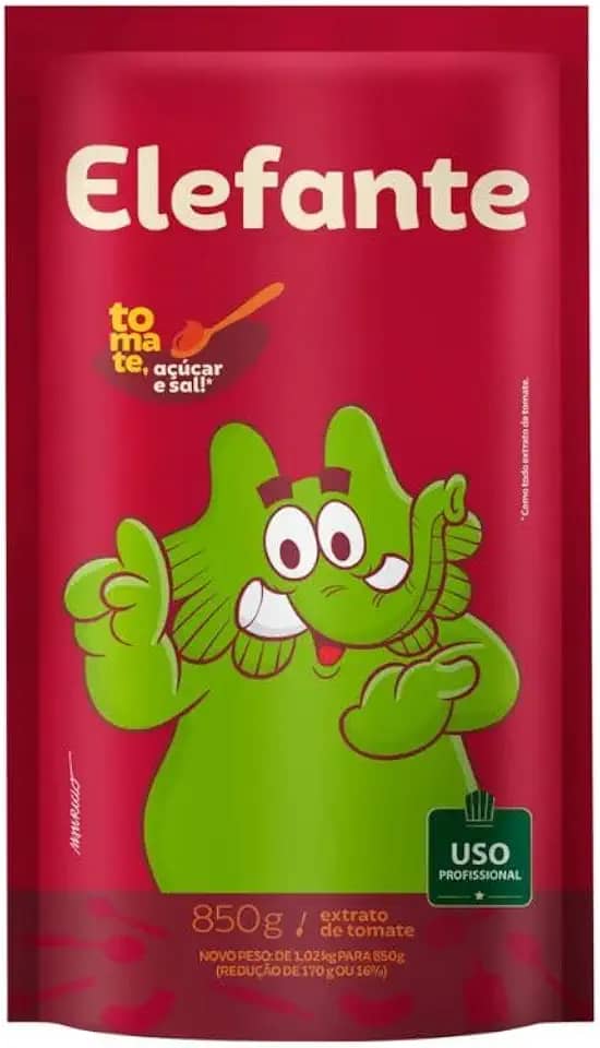 Extrato De Tomate Elefante Sem Glúten Em Sachê 850G