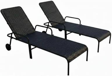 Kit 2 Espreguiçadeiras piscina reclinavel fibra sintetica Preta