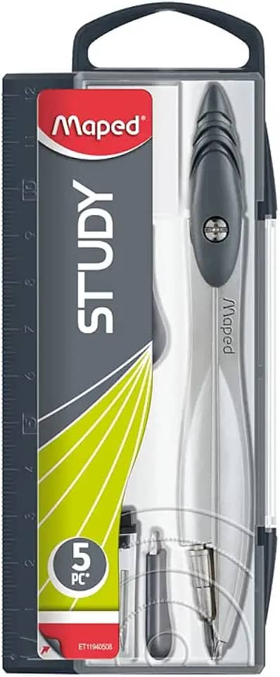 Compasso 5 Peças, Maped, Study, 119405, Cores Sortidas