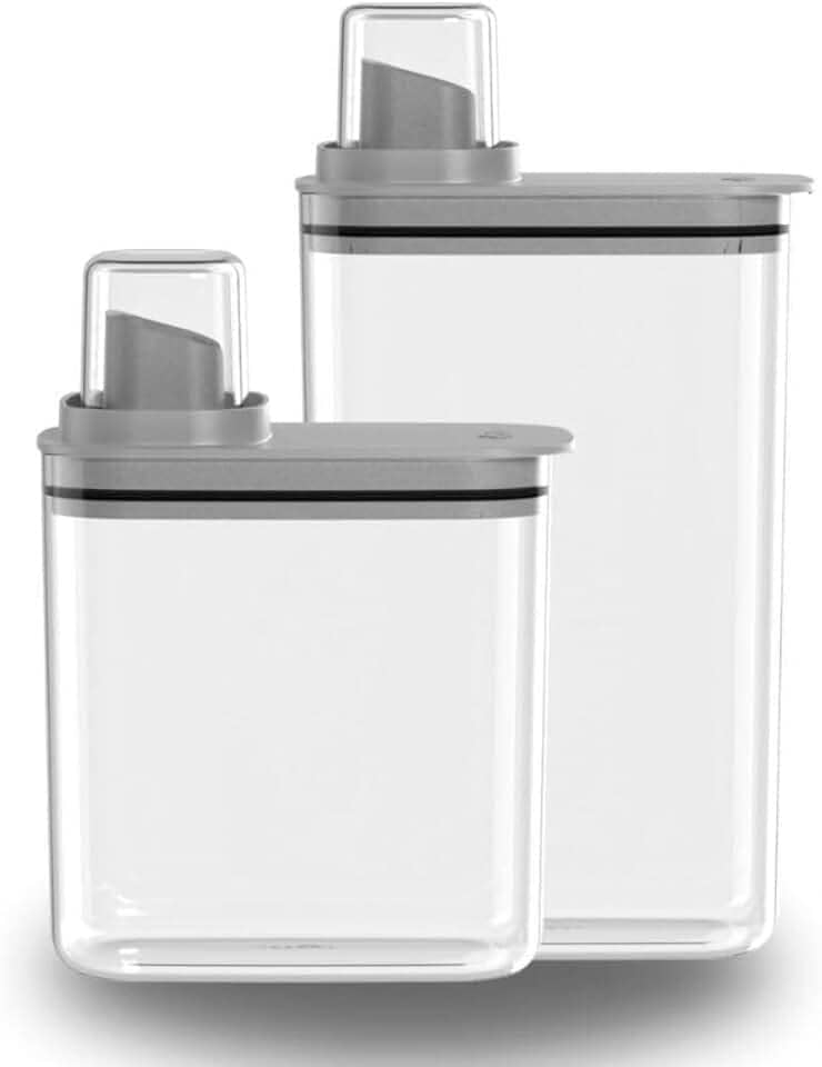 Kit Dispenser Flow para Máquina de Lavar - Amaciante e Sabão em Pó com Dosador - 2,3 Litros e 1,5 Litros - Produto Premium - Marca OU