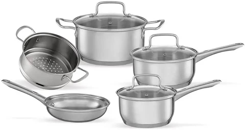 Brinox - Jogo de Panelas Aço Inoxidável Fundo Triplo 5 Peças Jasmin com Indução - Inox