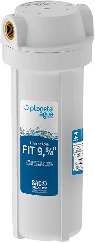 Filtro Fit Caixa D'água 9.3/4' Rosca de 3/4', Planeta Água, 6509, Branco, Pequeno