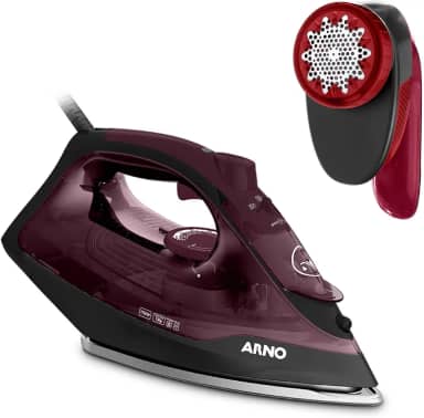 Kit Arno com Ferro a Vapor Ultragliss, Vinho, com Base Durilium Airglide, 1750W, 220V + Papa Bolinhas e Fiapos Arno KFPV