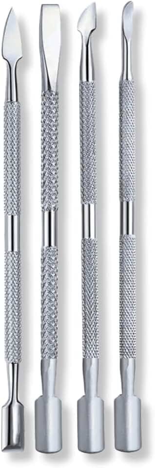 Kit 4 Espátulas Ponta Dupla Aço Inox Cutícula Podóloga Unhas