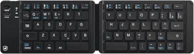 Mini Teclado Dobrável Bluetooth Sem Fio ABNT2 para Celular, Tablet e PC, Recarregável, Portátil, Ultra Compacto, Armor 30x8,5cm (Preto)