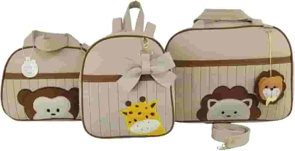 BOLSA MATERNIDADE MENINO 3 PEÇAS SAFARI (BEGE)