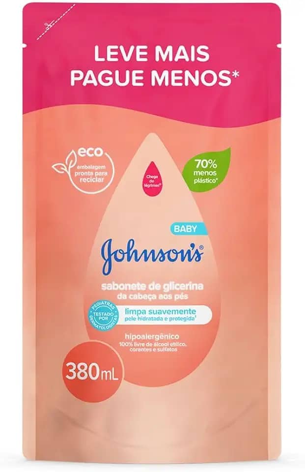 Sabonete Líquido Refil Glicerina Da Cabeça Aos Pés Johnson's Baby, 380ml