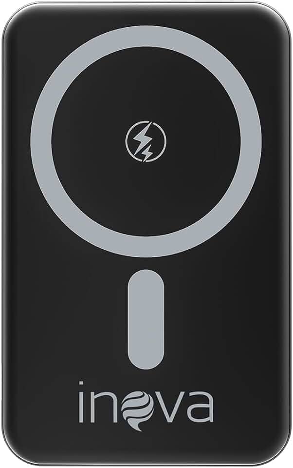 Power Bank 10000mAh com Caregamento por inducǎo, Carregador Sem Fio Portátil Magnético com Cabo Tipo-C 20W PD Carregamento Rápido, Compativel com Celulares ioS e Android (Preto, Amperes Horas, 10000)
