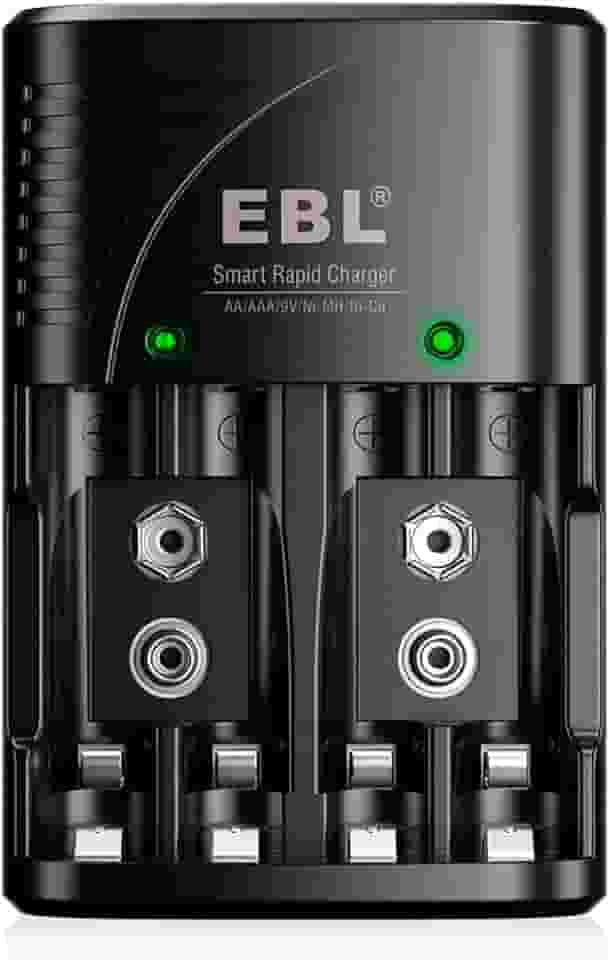 MPOWER - Carregador Rápido Inteligente para Pilhas Baterias AA AAA 9V Ni-MH Ni-CD - Recarga Múltipla E Segura Com Tecnologia Smart LN-6422BK