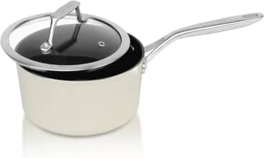 Coleção TeChef ValenCera | Panela antiaderente de cerâmica de 2 litros com tampa de vidro, atóxica - não tóxica - livre de PFAS, PFOA, PTFE (Saucepan 2 Qt)
