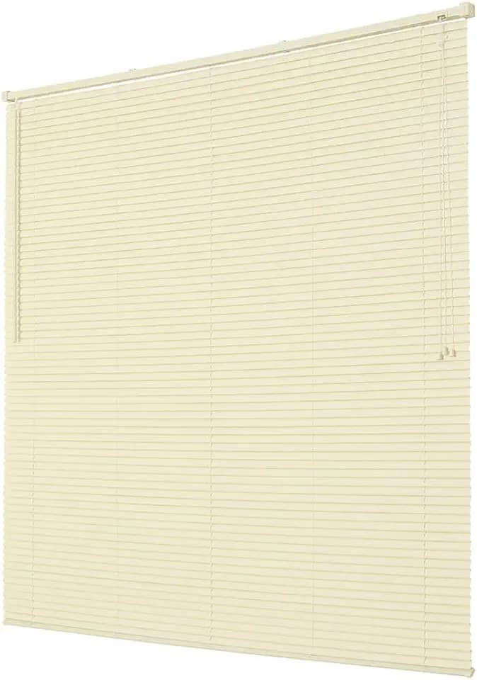 Cortina Persiana Horizontal 25mm PVC com Alumínio 140x160cm -Ideal para Escritório Quarto Sala Cozinha Residencial (Bege)