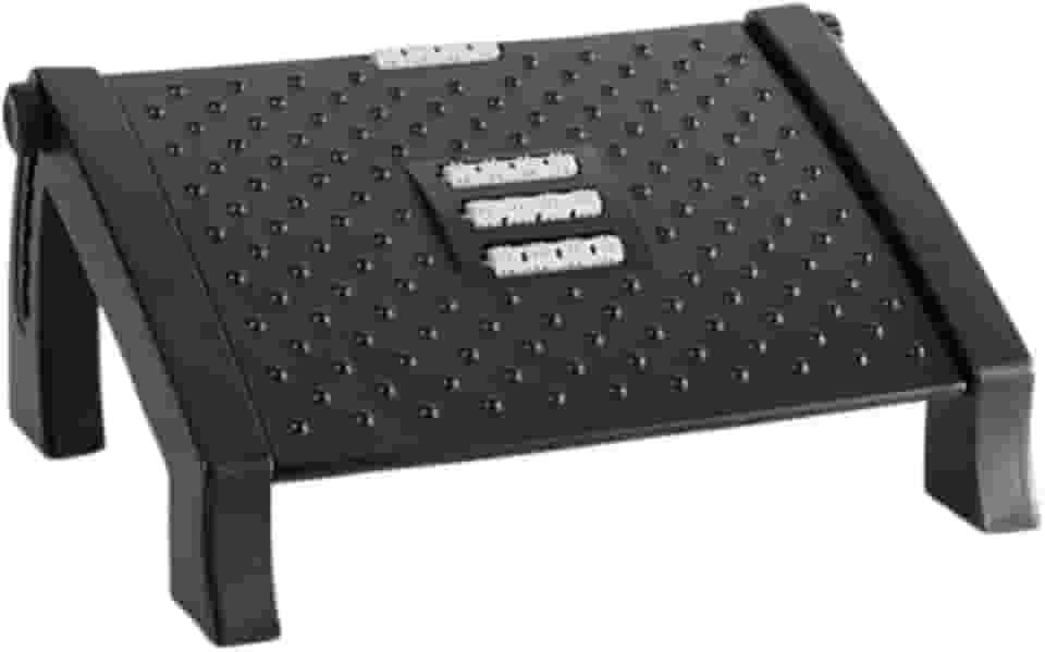 ESSENLY - Apoio para Pés Ergonômico NR 17 – Suporte para os Pés Escritório Antiderrapante Com Altura Ajustável Em 6 Posições Com Rodas De Massagem Preto
