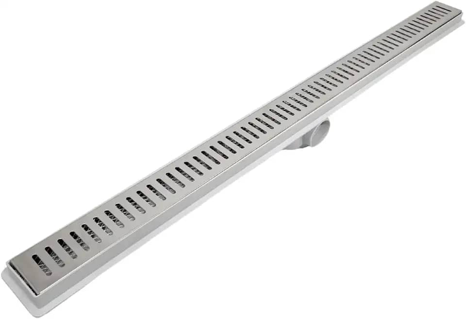 Ralo Linear 5x80 Banheiro Inox Polido Tradicional Coletor Cinza Saídas 40mm com Tela (5cm x 80cm)