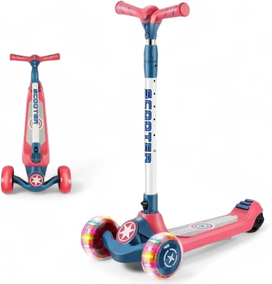 Patinete infantil Scooter Altura Ajustável Meninos Dobrável Luz Led nas Rodas Resistente Até 80Kg