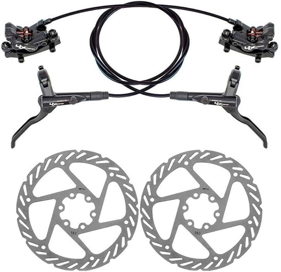 Freio disco hidráulico alumínio RX 4 pistões dianteiro e traseiro com rotores