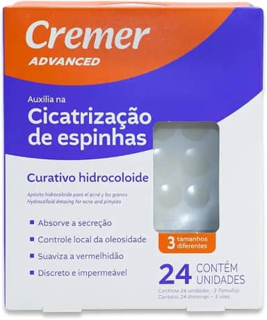 Curativo Hidrocoloide para Acne e Espinhas – 24 Unidades | Adesivo Ultrafino e Discreto, 3 Tamanhos (7/10/12 mm), Absorve Secreções, Impermeável, Uso com Maquiagem